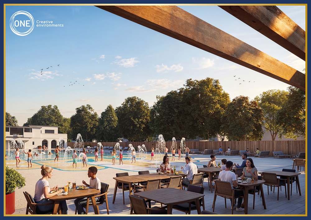 CGI image view of from the new snack kiosk out over the Lido
