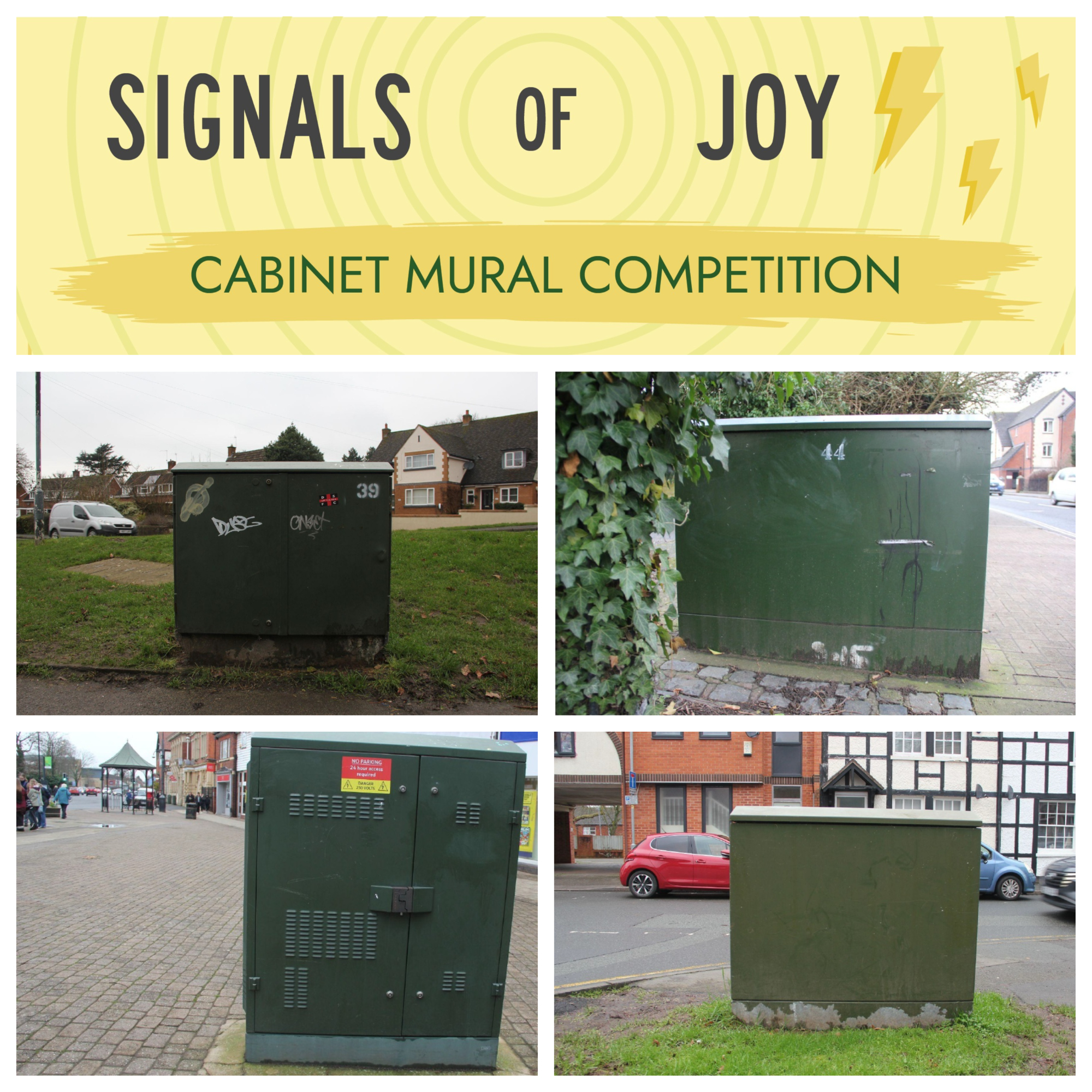 Four street cabinets in a collage