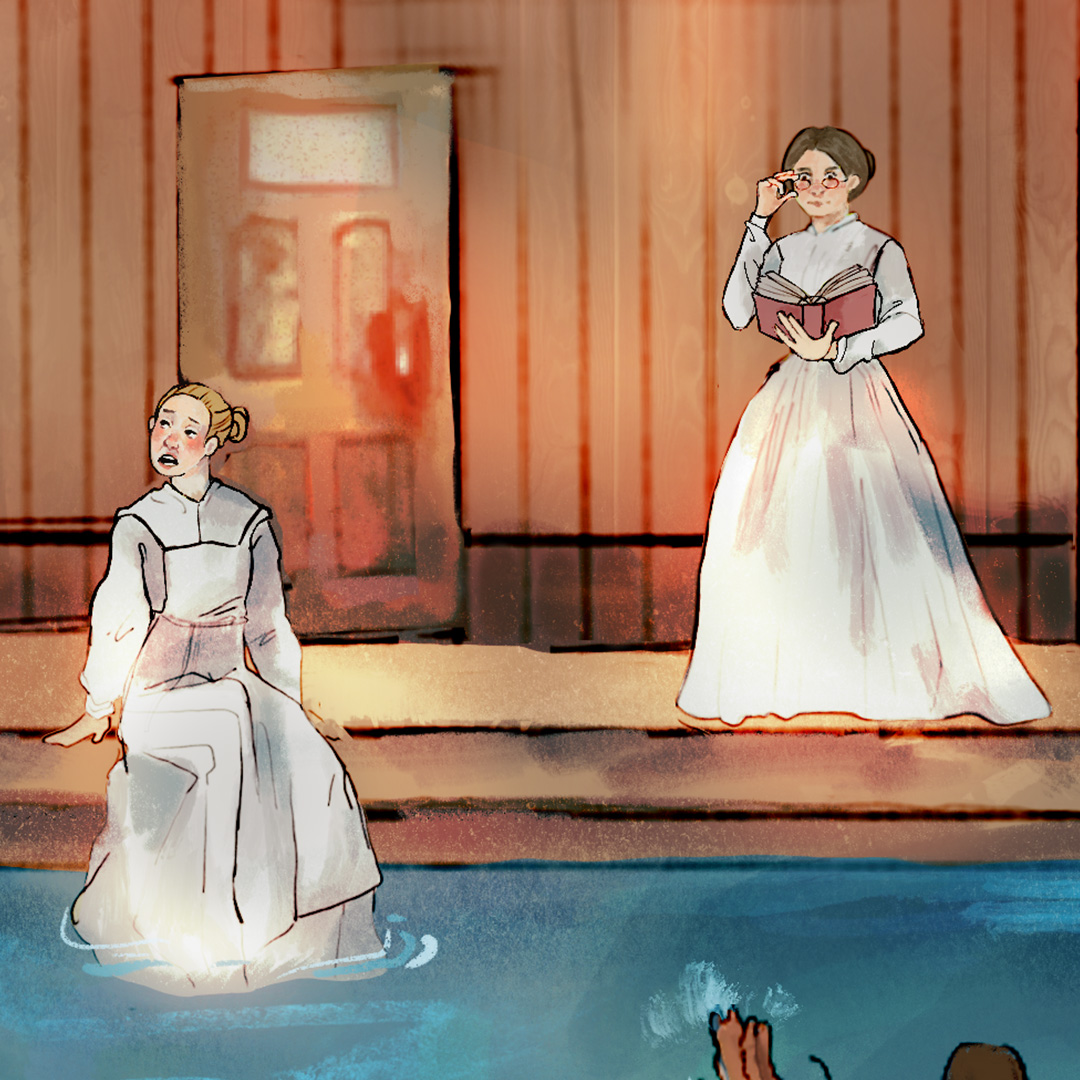 Two female nurses at Brine Baths