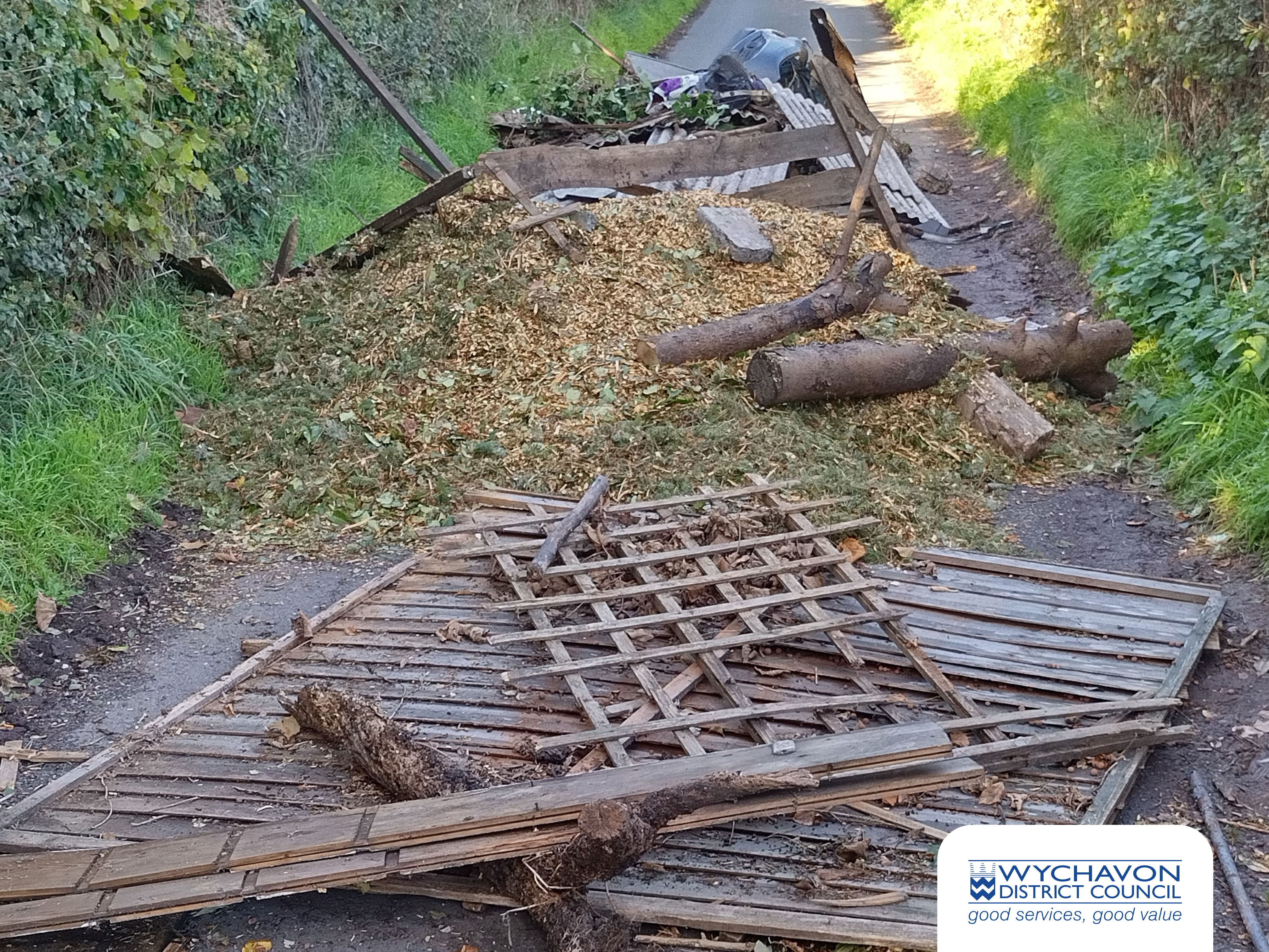 Items that have been fly tipped on a public pathway
