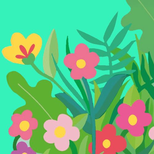 Illustrative artwork of colour flower arrangement