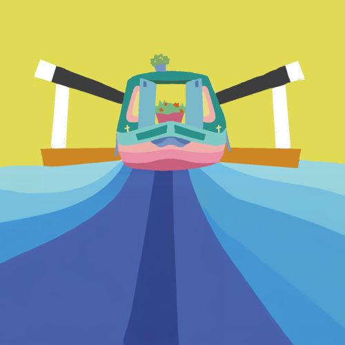 Illustrative artwork of a canal boat