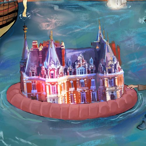 Illustration of the Chateau Impney in the float