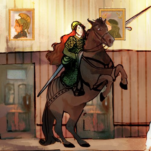 Illustration of the woman on the horse