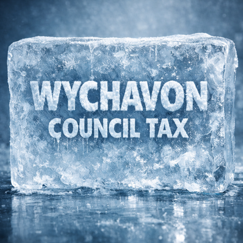 An ice cube with the words Wychavon Council Tax in it